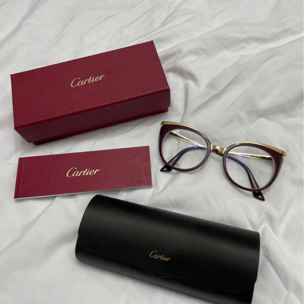 Cartier Women's Maroon and Gold Glasses